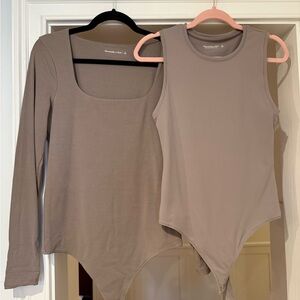 Abercrombie Taupe Bodysuit Set of 2!! Size Large.